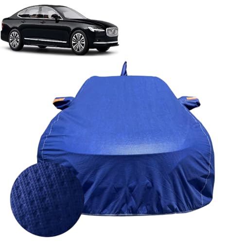 Image of Car Cover for Volvo S90 (2016-2025) | 100% Waterproof Cover with Reflective Mirror Pockets | Dustproof, Scratchproof, Heatproof Volvo S90 Car Cover |Soft Cotton Lining| Blue