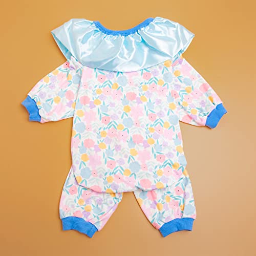 Image of LovinPet Large Dog Apparel - Anti Licking Recovery Suit, Lightweight Fashion Box Spring Flowers White Prints Dog Jumpsuit, UV Protection