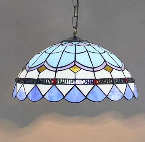 Pendant Light 16 Pouces Chandelier Bleu Art Luminaire E27