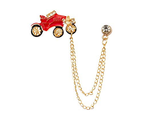 Knighthood Red Vintage Car with Hanging Chain Lapel Pin Badge Coat Suit Jacket Wedding Gift Party Shirt Collar Accessories Brooch