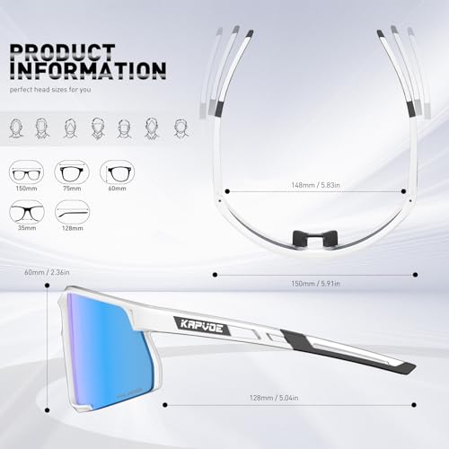 KAPVOE Polarized Cycling Glasses Sports Sunglasses Women Men Bicycle MTB UV400 Protection Running Mountain Bike Baseball Biking Goggles Riding BMX Fishing Running Riding Golf Driving Softball 07 — view 6