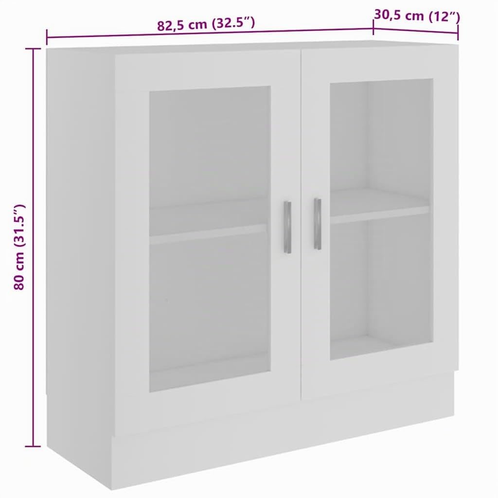 vidaXL Armadietto con Vetrina Bianco 82,5x30,5x80 cm Legno Multistrato