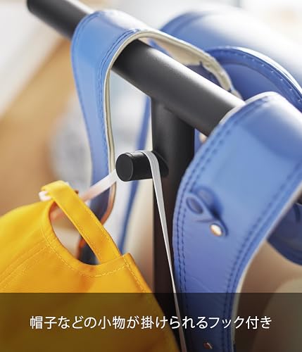山崎実業(Yamazaki) 収納付き ランドセルスタンド ブラック W31×D31×H100.2cm タワー tower 収納バスケット 学用品 まとめて収納 フック付き 10599 [4]