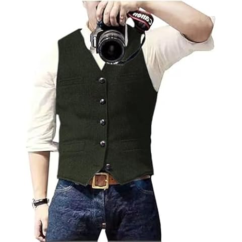 Solovedress Men's Vintage Tweed Waistcoat Cover