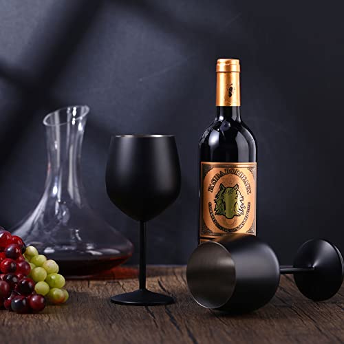 8 Set Stainless Steel Wine Glasses 18 Oz Stainless Steel Stem Wine Glasses Unbreakable Black Stainless Steel Wine Goblets Metal Wine Glass For Indoor Outdoor Pool Wedding Anniversary Holiday Party #TOP3