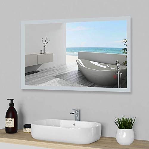 Xinyang 800x600 Rectangular Heated Bathroom Mirror with Touch Lights,Wall Mounted,IP44,Vertical or Horizontal