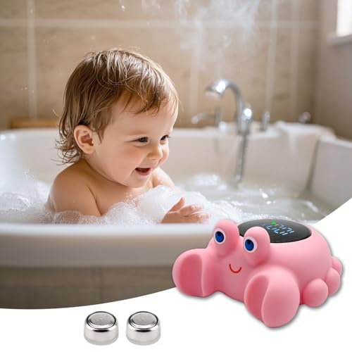 Image of Crab Baby Bath Thermometer Newborn, Safety Baby Water Thermometer & Room Temperature Alert with 3-Color LED, Floating Digtal Bathtub Temperature Toy Gift for Infant, Toddler