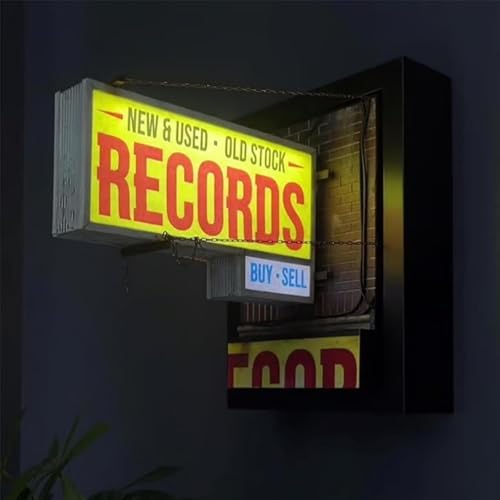 Record Store Retro Wall Light, Vintage Vinyl Record Wall Decor, Music Lover Gift, Retro Room Aesthetic, Records Collector Gift (#1)