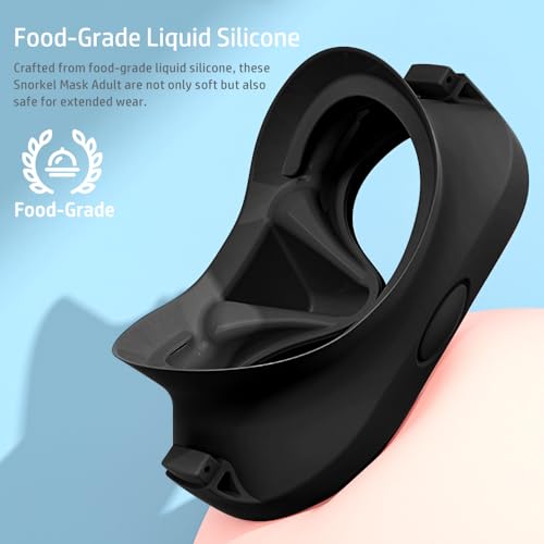 NARUTOO Snorkel Set Adults, Fashionable Macaron Colors Frameless Snorkeling Mask, Ultra Wide View Anti-Fog Snorkel Mask Set, Portable Professional Diving Snorkeling Set (Black) - Thumbnail 2