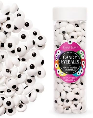 Sweet Spell Candy Eyeballs - 260 Edible Candy Eyes Sprinkles for Decorating Halloween Cookies, Cakes, Cupcakes, and Baking (120g/4.2oz, 10 mm)