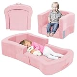 Portable Toddler Travel Bed, 2-in-1 Foldable...
