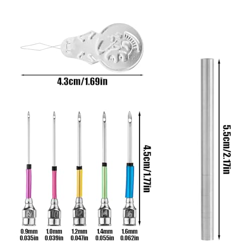 Image of 7pcs Punch Needle Embroidery Kit With 5 Sizes Threader Heads, Sewing Art Tools, Pen for Adult Beginners, Embroidery Floss, Cross Stitching Craft Supplies