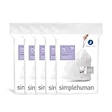 simplehuman Code J Custom Fit Drawstring Trash Bags, 30-45 Liter / 8-12 Gallon, White, 100 Count