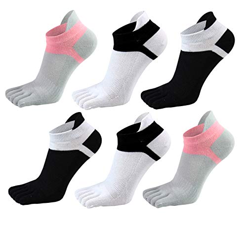 Image of Women Toe Socks 5 Finger Cotton Wicking Athletic 6 Pack 3 Pack