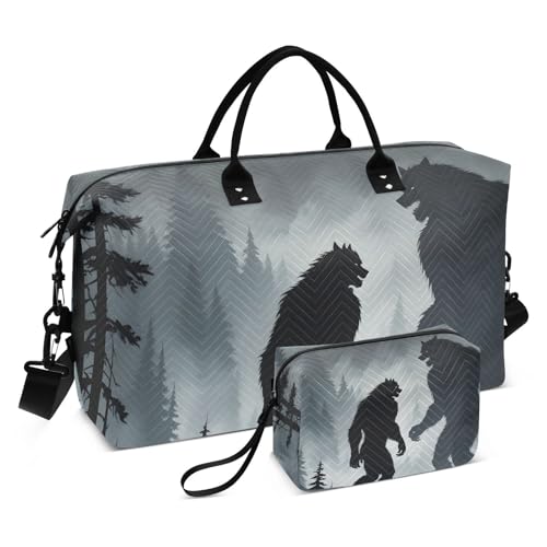 KYZSXZ Duffel Bag Set Shade Of Werewolf Print Weekender Bags