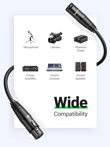 UGREEN XLR to XLR Cable 3-Pin Microphone Cable Male to Female Clear Stereo Extension Lead Mic Extender for Home Studio Recorder Amplifier Mixing Desk Speaker Professional Recording Live Stage (3M)
