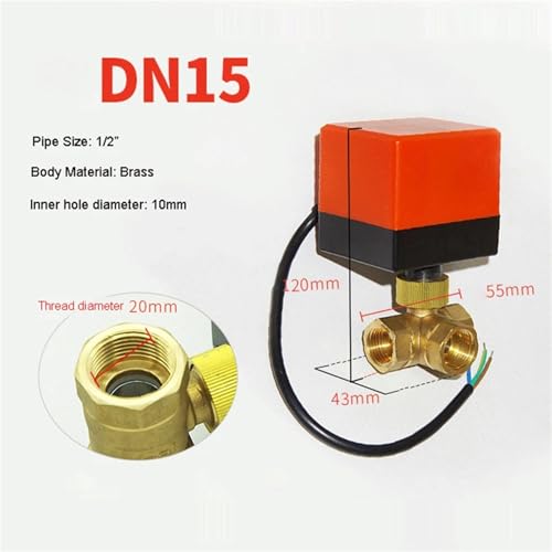 Válvula de bola motorizada de 3 vías para solucionar desvíos de agua manuales con control 24VDC 3