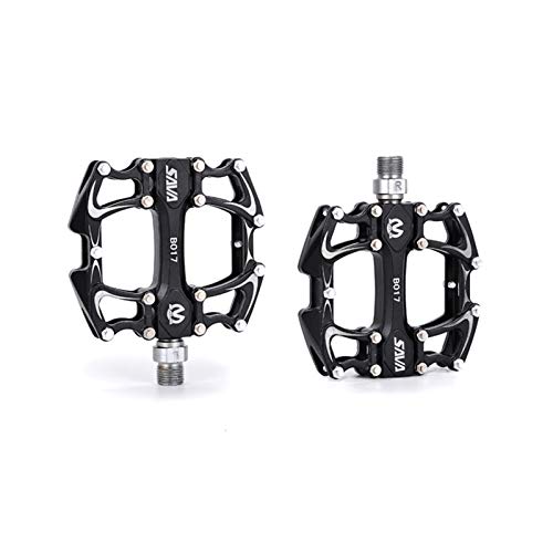 SAVADECK Mountain Bike Pedals, 9/16" Universal Bike Cycling Pedals for MTB Road Bike CNC Stainless Bicycle Pedals Easy Install Flat Platform Pedals 3 Bearings Smooth Pedal
