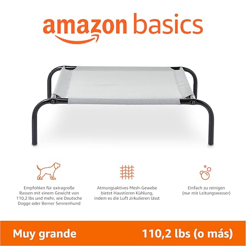 Miniatura 2 de Amazon Basics - Cama Para Perros, Elevada Refrescante Para Mascotas, X-Large, Gris, Tela