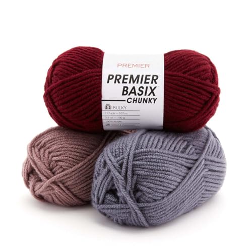 Hilo grueso gris claro Premier Yarns Basix Chunky para tejer ropa de invierno 5
