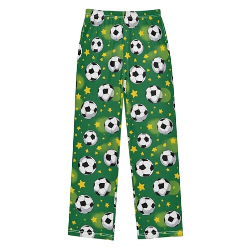 ALAZA Green Football Soccer Star Pajama Pants Long Sleep Pant Pajama Bottoms Elastic Waist with Pockets