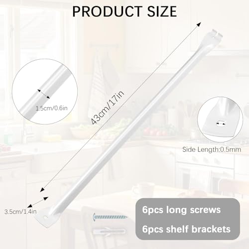 6 Pcs Support Brackets for Wire Shelving, 17 inches Closet Wire Shelf Brackets with Anchors and Pins for Installation by Orepzinc - Image 2