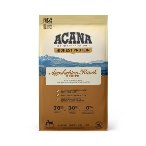 ACANA Highest Protein Grain Free Dry Dog Food Appalachian Ranch Recipe 25lb Bag