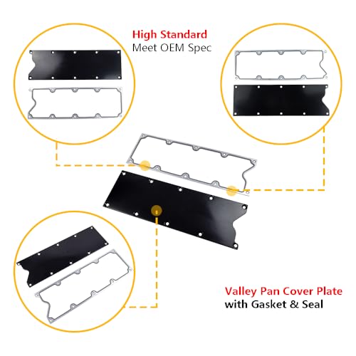 Image of LS Gen 3 Valley Pan Cover Plate Low Profile w /Gasket, Seal | Compatible with GM LS Gen III Engine LSX LS1 LM7 LR4 LQ4 LS6 L59 LQ9 LM4 L33, Chevy GMC Silverado | OE# 551629 12558178 MS19328 (Black)
