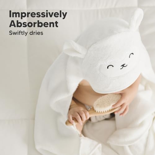 Image of KeaBabies Hooded Baby Towel for Newborn, Baby Bath Towels (Lamb, 30x30) | Viscose Derived from Bamboo, Large Baby Towels with Hood, Boys, Girls, Toddler, Soft Absorbent Baby Bath Essentials