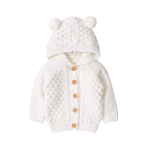 Baby Sweater Long Sleeve Hooded Bear 3D Ear Baby Cardigan with Feather Girls Jacket Toddler Sweatshirt Beige