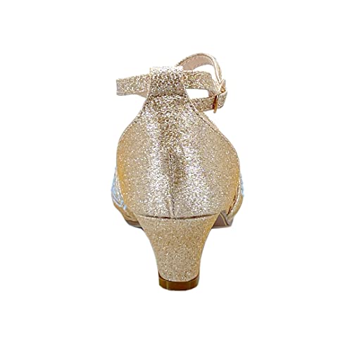 Image of ABSOLEX Girl's Toddler /Little Kid /Big Kid Cross Strappy Open Toe Rhinestone Dressy Low Heel Dress Up Pump Sandal