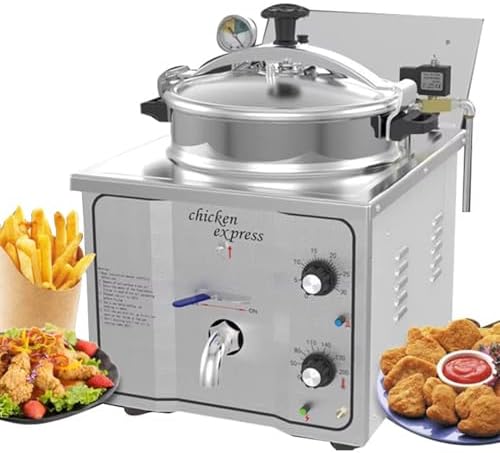 Freidora Eléctrica a Presión Comercial 16L con Temporizador y Termostato