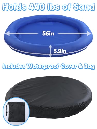 56in Large Inflatable Sandbox with Cover - No Assembly Required Sand Box Toys for Kids 1-3 Ages 4-8, Boys and Girls Gifts for Kids Backyard Garden Patio Play
