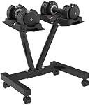 EnterSports Stand réglable avec roues, rack robuste pour dumbbell s'adapte à la fois 5-90 lb Dumbbells réglables, compatible avec plusieurs modèles de dumbbel Capacité de charge de 220 LB (Les ampoules ne sont pas incluses)