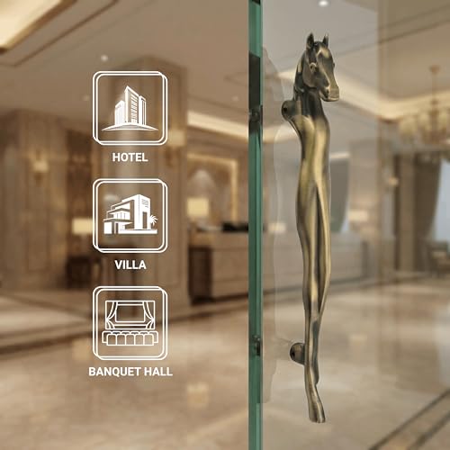 Image of GLOXY Premium Antique 12 inch Horse Shaped Main Door Handle with 8 inch Hole-to-Hole Spacing - Decorative Push & Pull Aluminium Wooden & Glass Door Handle for Home, Hotel, Office & Banquet Hall - Pack of 1