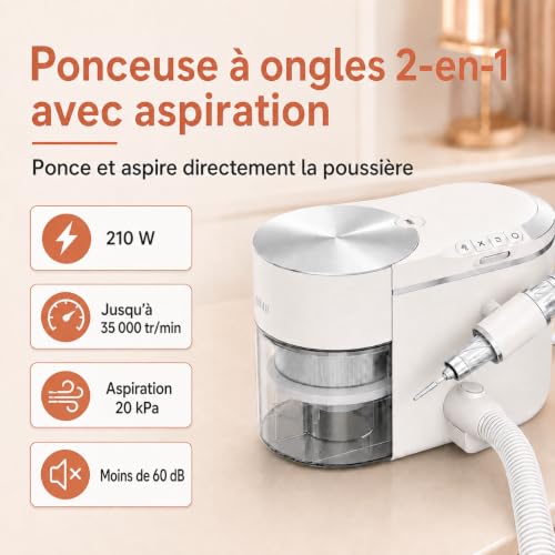 WDDEYYDS Ponceuse à Ongles Professionnelle 2-en-1 avec Aspirateur Intégré – vue 2