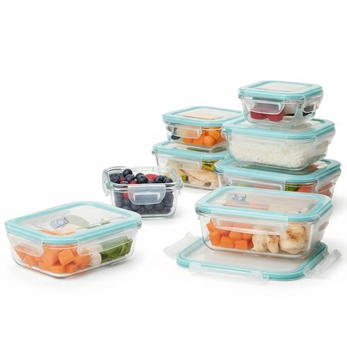 JACCOOTHALIA 8 Pack Glass Food Storage Containers with Airtight Lids, Glass Sets with Lids, Meal Prep Containers for Microwave, Oven, Freezer and Dishwasher
