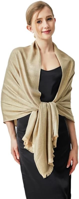 Sparkling Metallic Pashmina Shawl Wraps Scarf for Evening Party Bridal Wedding Formal Dresses - Image 2