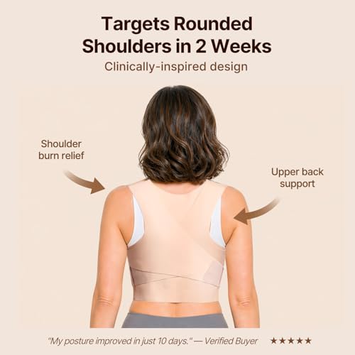 Image of Fit Geno Invisilite Posture Corrector for Women, Adjustable Back Brace for Hunchback Slouching, Upper Back Neck Shoulder Pain Relief, Lightweight Discreet Under Clothes, Small /Medium