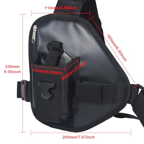 UAYESOK Walkie Talkie Brusttasche, Funkgerät Brustgurt Funkgerätetasche Tasche Holster Robuster Nylon-Halter für Motorola Baofeng Icom Yaesu Midland President Radio (Schwarz)