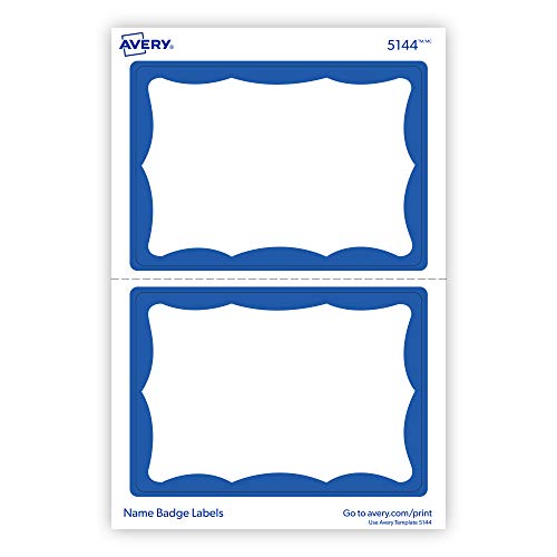 Avery Name Tags, White With Blue Border, Packs Of 100 Per Pack, 18 Packs, 1,800 Removable Name Badges Total (05144) #TOP1