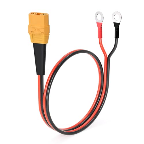 ELFCULB XT90 to O Ring Terminal Cable, 10AWG XT90 Female Connector to O Ring for RC Lipo Battery FPV Racing Drone Portable Power Station(2FT)