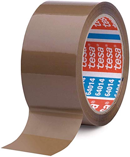 tesa tesapack 64014 - Geräuscharmes 66 m Paketklebeband zum Verpacken von Paketen und Versandschachteln - braun - (12er Karton, Single)