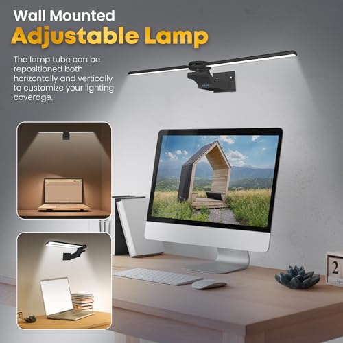 Image of 2 Pack Picture Light for Wall, 18in Rechargeable Wall Art Light with Timer and Dimmable, Painting Frame Light with Remote Control Display for Wall Painting, Frame, Portrait, Dartboard (Black)