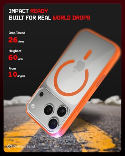 Image of Golden Sand Aura MagSnap Series Transparent Back Cover for iPhone 17 Pro Max 5G | Ultra-Clear Glass Feel | Military Grade Protective Case, Camera Protection (Cosmic Orange)