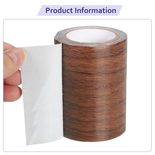 Image of Wood Grain Repair Tapes - Self-Adhesive Realistic Textured Repairing Tapes Patches for Floors Tables Cupboard- 4 inch X30' Size- Dark Brown Oak