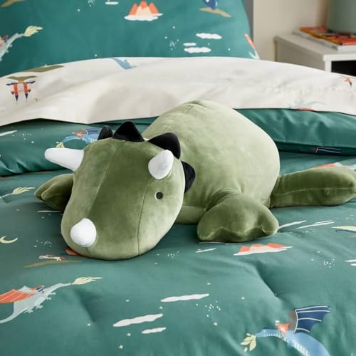 KOWSI® Microwavable Heating Pad Green Triceratops Plush - 1.4 Lb Weighted Stuffed Animal Toy with Tourmaline Beads & Lavender - 16" Squished Long Dinosaur Pillow - Lumbar Back Cushion Lasting Warmth - Thumbnail 7