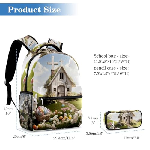 Sac à dos et trousse Pâques blanche multicolore pour l'école - 2