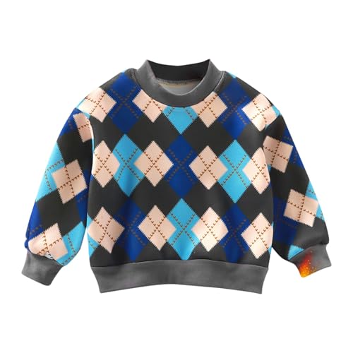 Crewneck Sweatshirt for Toddler Boys Girls Loose Pullover Sweatshirt Kids Long Sleeve Argyle Hoodies Tops Fall Clothes