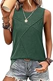 WIHOLL Tops for Women Trendy Sleeveless Shirts Crewneck 2025 Fashion Summer Tank Tops Loose Fit Green L